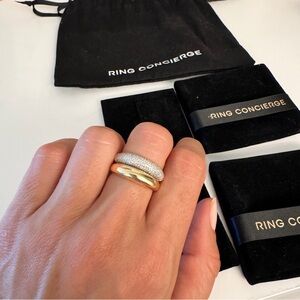 Ring Concierge Set yellow gold cloud ring and pave diamond cloud ring size 9